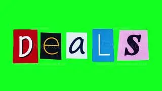 Deals word on green screen in isolated templated with moving letters