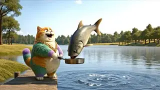 🐟😂 Fat Cat Cooking Fish 🍳😺 | Funny Cartoon Comedy Video