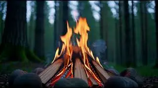 Peaceful Lakeside Campfire Ambience with Gentle Fire Crackles for Relaxation and Rest