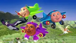Jay Jay, Snuffy and Tracy flying with Anga and Ono