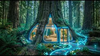Building a Futuristic Secret Room Inside a Giant Tree (ASMR)
