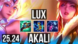 LUX vs AKALI (MID) | Perfect KDA: 10/0/12, 40K damage | EUW Master | 25.24