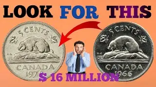 1966 Canada 5 Cent Nickel CoinElizabeth II Vintage Canadian CoinRare 5 Cent Canada Coin  1976
