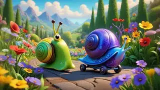 Seven Skating Snails in a Race | Counting Song for Kids | Nursery Rhymes and Baby Songs