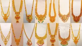 Lightweight trendy gold haram designs with weight | latest gold long haram collections 2025 models