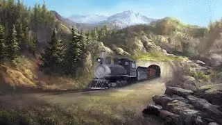 Train in the Mountains Part 1 | Oil Painting