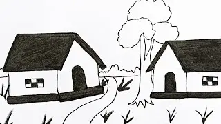 How to make a beautiful house drawing / leval house drawing / घर का चित्र बनाना सीखें / 🎨✍️