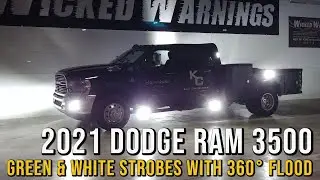 Kure Construction 2021 Dodge Ram 3500 Green & White Strobe Lights with 360 Flood