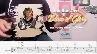 Blaze of Glory Jon Bon Jovi Guitar Tutorial + Tab (Free download guitar pro)
