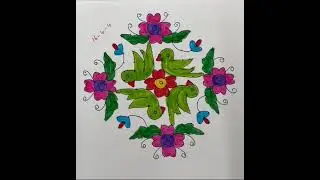 16*4*4 Dots Flower Rangoli/Big Diwali Kolam/Simple Friday Kolam/ Sankranthi Muggulu/Chukkala Muggulu