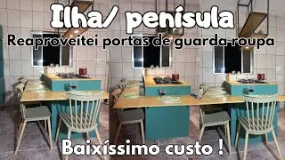 COMO FAZER ILHA de COZINHA|PENÍSULA -DIY fácil -Baixo custo|reaproveitei postas de guarda roupa.