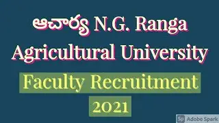 ANGRAU Recruitment - Acharya N G Ranga Agricultural University Faculty Recruitment 2021