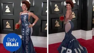 Joy Villa wore a Trump-inspired dress to the 2017 Grammy Awards - Daily Mail