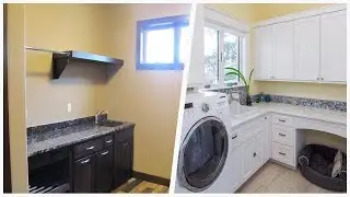 75 Laundry Room With Granite Countertops And Yellow Walls Design Ideas You'll Love ☆