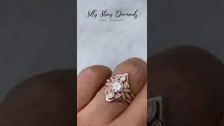 LILY #5 MOISSANITE & DIAMONDS VINTAGE UNIQUE FLOWER ENGAGEMENT RING SET