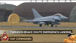 EMERGENCY: DRAGGY STUCK REFUELLING PROBE TYPHOON MAKES A BRAKE PARACHUTE LANDING &bull; RAF CONINGSBY