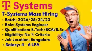 T-Systems is hiring 2026/25/24/23 batch | No % criteria | No Coding Round | 6 LPA Salary | #itjobs