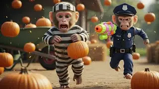OLA Police Monkey Chase Outsmarting the Slippery Criminal Monkey in the Pumpkin Patch