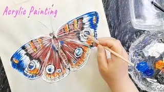 Peacock Butterfly Acrylic Painting on Fabric | Tagpfauenauge Acrylmalerei auf Stoff| ZX Bloom