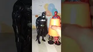 Batman with Spiderman gets a surprise (mini hero in tube) toys #avengerstoys #shorts