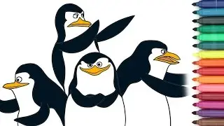 The Penguins of Madagascar (Skipper, Kowalski, Rico, Private) [Coloring Page For Kids]