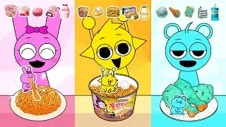 Sprunki Chu's COLOR MUKBANG COMPILATION1 (Pink & Yellow & Mint) | ASMR | Animation