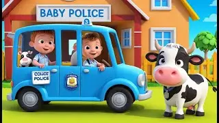 Baby Cow Visits the Police Station | 3D Animated Nursery Rhyme for Kids