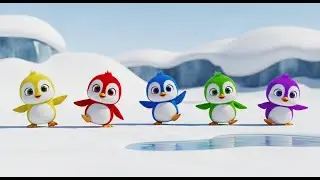 Cinco Pinguins Pequenos Andam como Patos | Música de Animais e Movimento