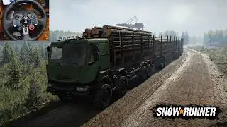 Renault Kerax 8x8 Hauling Many Long Logs | SnowRunner | Logitech G29