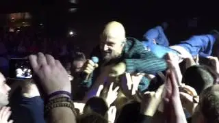 Tim Booth of James crowd surfing at Newcastle O2 Academy 17