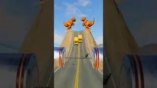Beamng drive: chained bollards vs car crashes part 39 #beamngdrive #beamng  #youtubeshorts #shorts