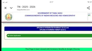 Application for Ayush Diploma in integrated pharmacy (D.I.P) diploma in nursing therapy (D.N.T)