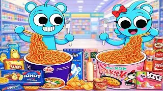 ASMR Mukbang 🍜 Epic Convenience Store Chaos  Funny Sky Family &ndash; Incredibox Sprunki