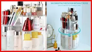 COOLBEAR 360 Rotating Makeup Organizers and Storage, Spinning Cosmetic Display Case