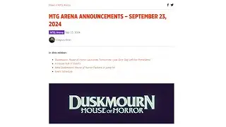 MTG Arena Announcements | September 23rd 2024