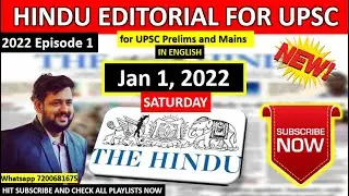BEST Hindu Editorial in English | Hindu EDITORIAL in English | January 1, 2022 | By Vysh | Vysh IAS