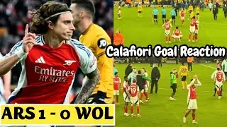 🔴 Calafiori GOAL Arsenal  fans reaction vs Wolves (1-0)