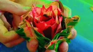 Rose flower making || leaf rose flower making simple work 