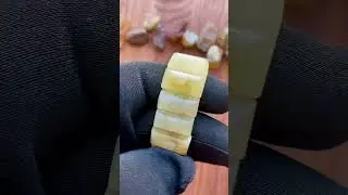 Natural White Color Baltic Amber Bracelet 20g. Beads Elastic