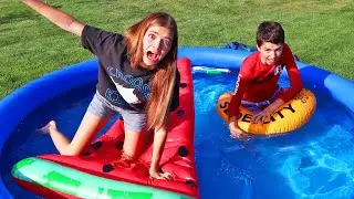 Last To FALL In The SWIMMING POOL Wins!