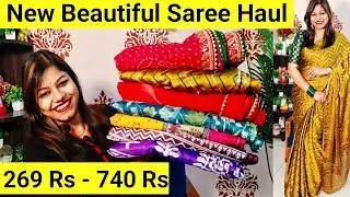 Saree haul 269rs -740 Rs🥰 Festival /Partywear Saree /Daily wear Affordable Saree haul amazon saree