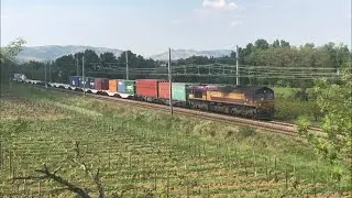 Class 66195 sur le train Combirail Loire sur Rhône ITE 538,4 CNR - Fos Graveleau à Châteaubourg