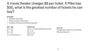 Word Problem involving Linear Equation and Inequality