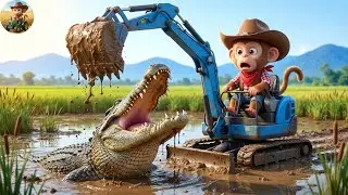 Tiny Monkey Farmer Fights Giant Crocodile To Protect All Farm Animals