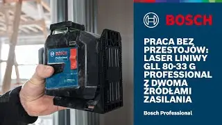 Laser liniowy GLL 80-33 G Professional oferujący dwa źr&oacute;dła zasilania i stopień ochrony IP65