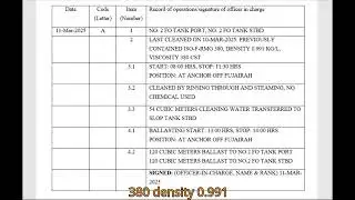 004 Oil Record Book  Code Letter A With Example