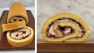 Sour cherry 🍒 jam Swiss cake roll  *Bea's Bites*