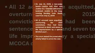 Bombay train blasts 2006 convicts acquitted #bombay #mumbaiblast #ytsb #rpsc #ytshorts #shorts #upsc