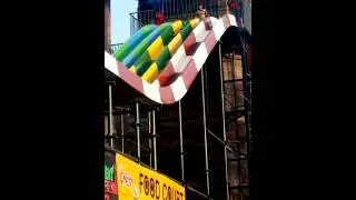 Akul Grover sliding from three floors slide.