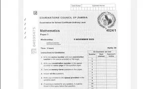ECZ G12 Mathematics 2025 P1 Part 1